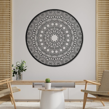 Elegant wooden mandala painting for a modern home