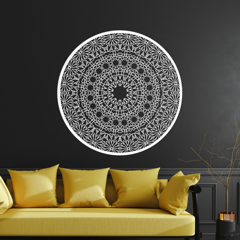 Elegant wooden mandala painting for a modern home