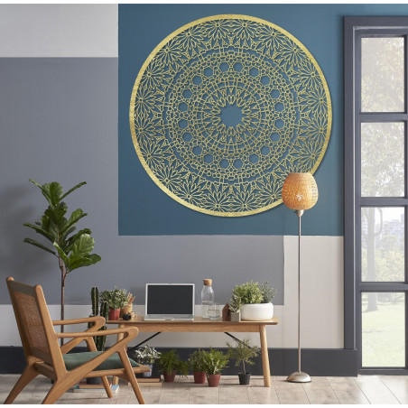 Elegant wooden mandala painting for a modern home