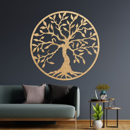 Wooden wall painting tree of life
