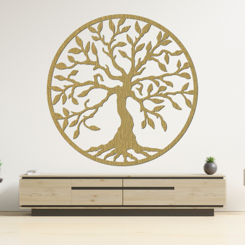 Wooden wall painting tree of life