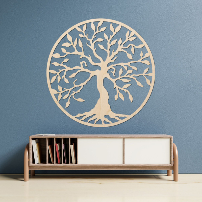 Wooden wall painting tree of life