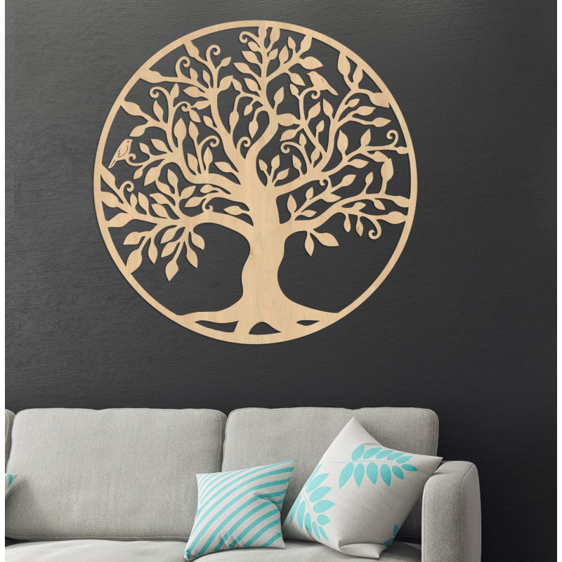 Wooden wall decoration symbol of the Tree of Life, handmade
