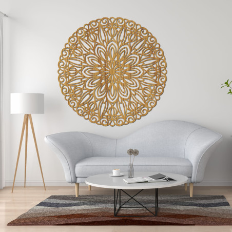 Carved wooden mandala for the wall, flower of time - ORIN