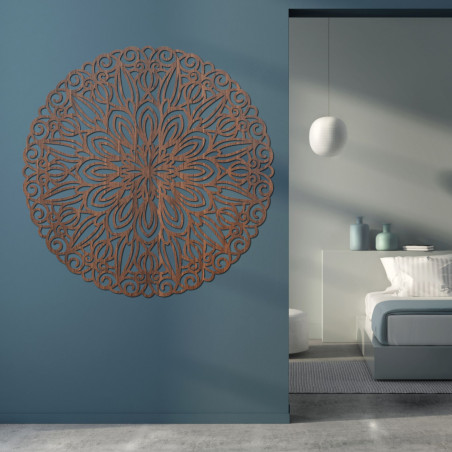 Carved wooden mandala on the wall, flower of time - ORIN