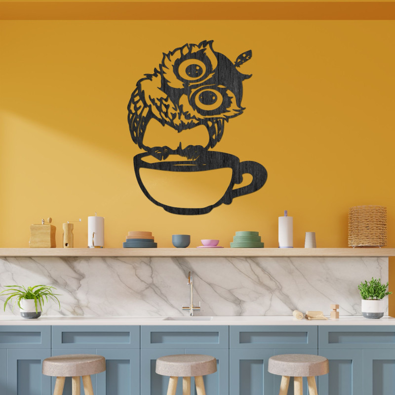 Cute owl in a cup wall picture - ROZALKA