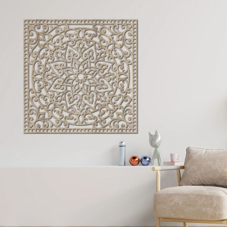 Wooden picture square oriental mandala - KVIDO