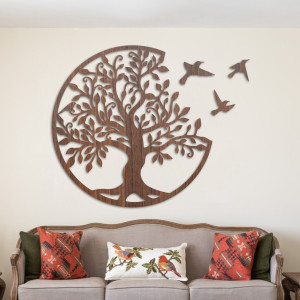 Tree of life with flying birds, wooden decoration - Life 2
