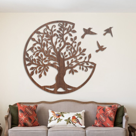 Tree of life with flying birds, wooden decoration Tree of life with flying birds, wooden decoration