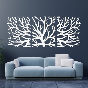 Three-part picture branches - Modern tree branches on the...