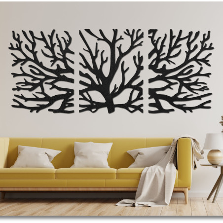 Three-part picture of branches - Modern tree branches on the wall Three-part picture of branches - Modern tree branches on the wall