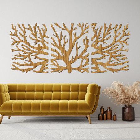 Three-piece picture of branches - Modern tree branches on the wall Three-piece picture of branches - Modern tree branches on the wall
