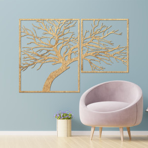 Multi-part wooden picture with a tree motif - Multi-part... 2