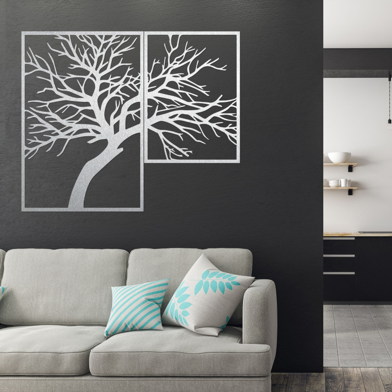 Multi-part wooden painting with tree motif - Multi-part elegance