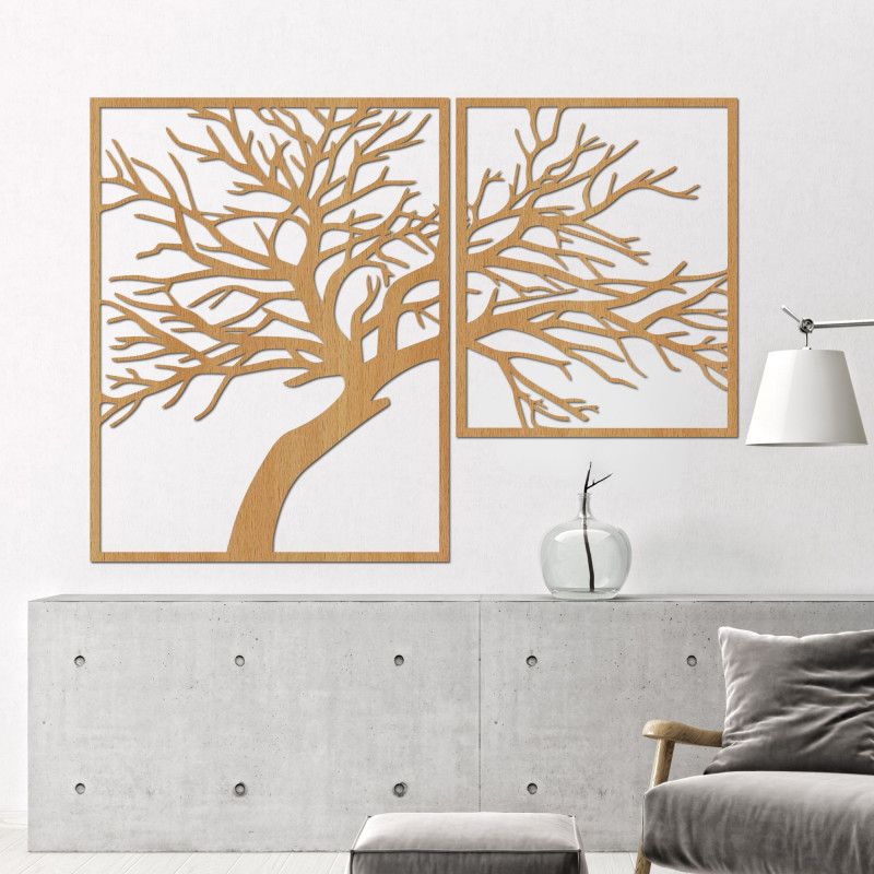 Wooden picture of a tree with carved branches - Dunak