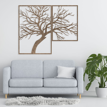 Wooden picture of a tree with carved branches - Dunak