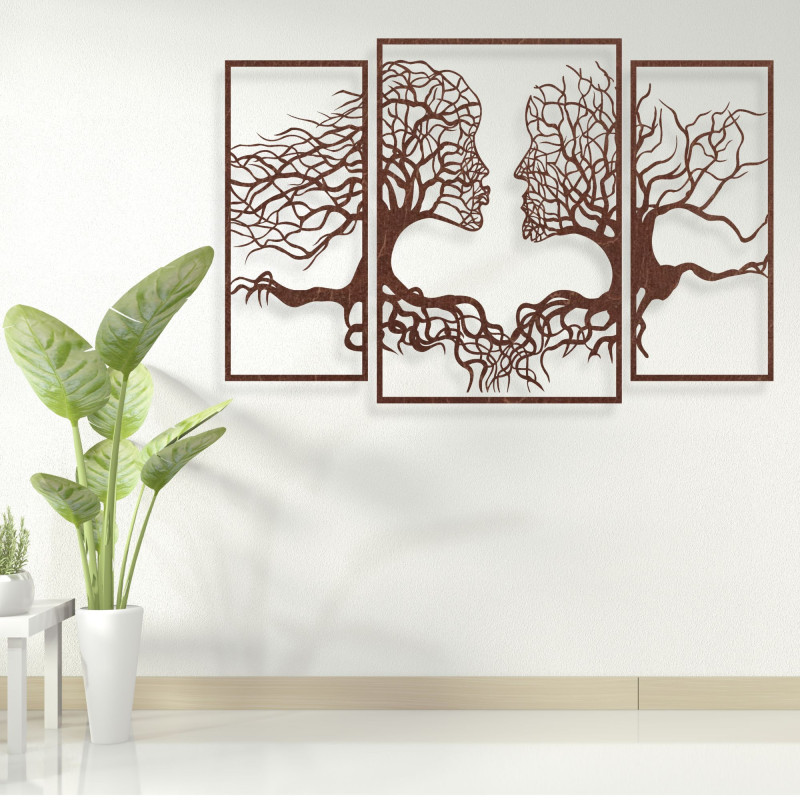 Pompous painting on the wall of faces and trees, Modern wall painting, painting for living room