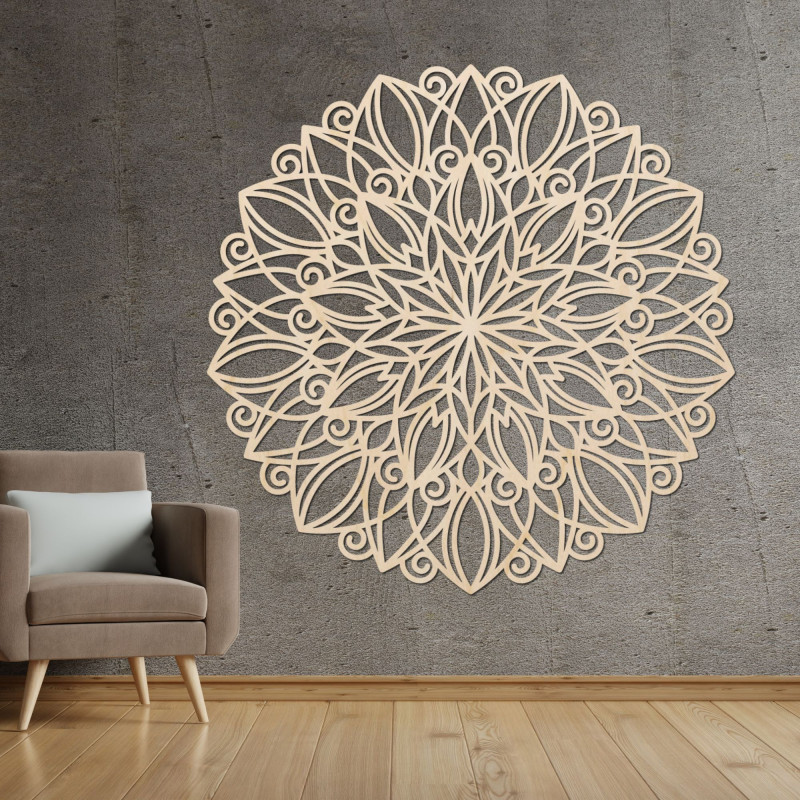 Wooden mandala on the wall dancing flower |...