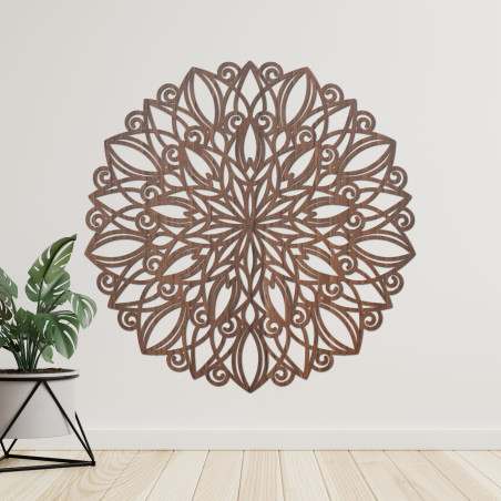 Wooden wall mandala in golden oak decor - elegant decoration for the living room