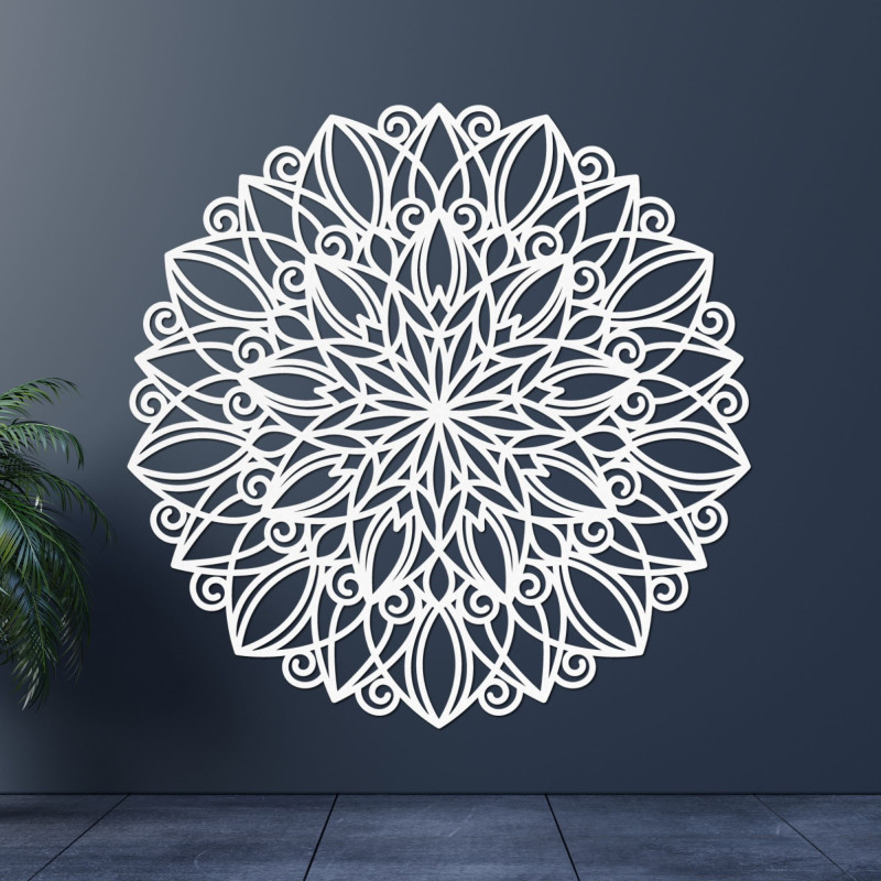 Wooden wall mandala in golden oak decor - elegant decoration for the living room