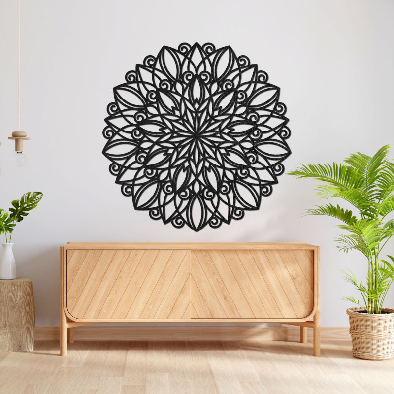 Wooden wall mandala in golden oak decor - elegant decoration for the living room