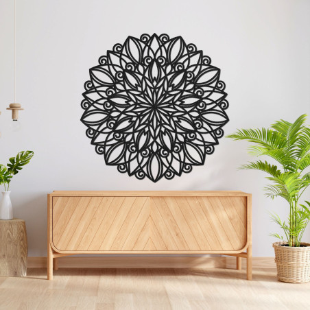 Wooden wall mandala in golden oak decor - elegant decoration for the living room