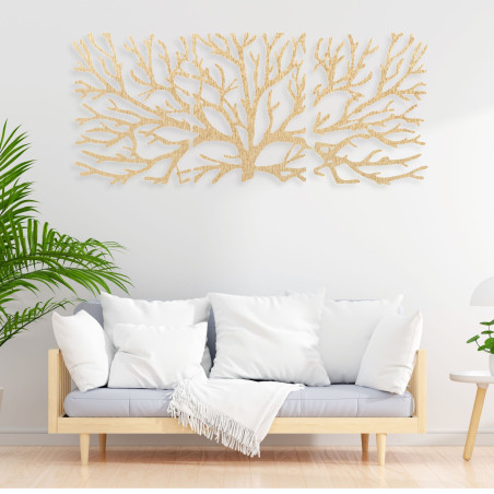 Elegant wooden wall decoration with a natural motif in a modern interior