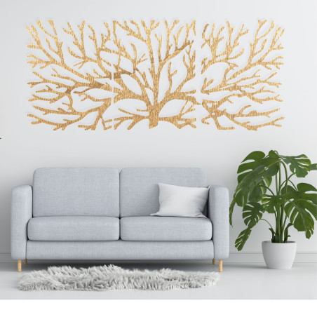 Elegant wooden wall decoration with a natural motif in a modern interior
