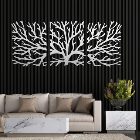Elegant wooden wall decoration with a natural motif in a modern interior