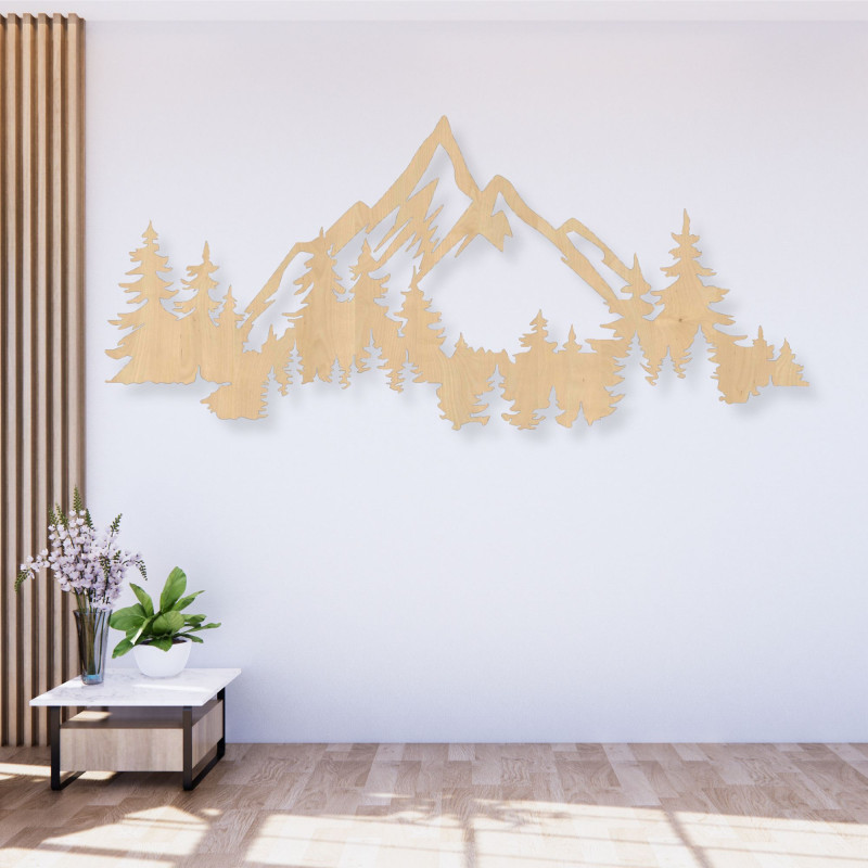 Wooden picture with a mountain motif - modern natural decoration