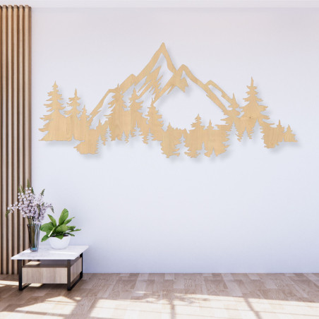 Wooden picture with a mountain motif - modern natural decoration