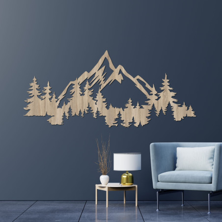 Wooden picture with a mountain motif - modern natural decoration