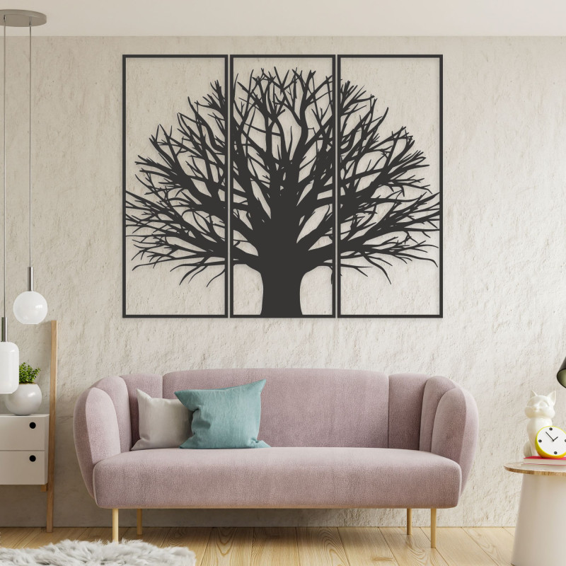 Modern three-part picture tree. Harmony in space