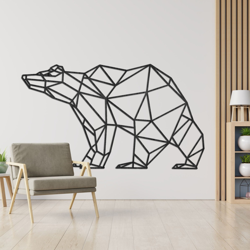 Polygonal wooden bear - stylish wall decoration