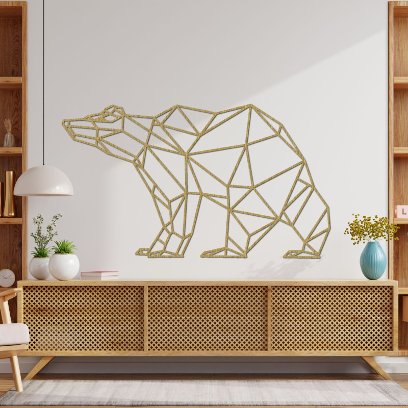 Polygonal wooden bear - stylish wall decoration
