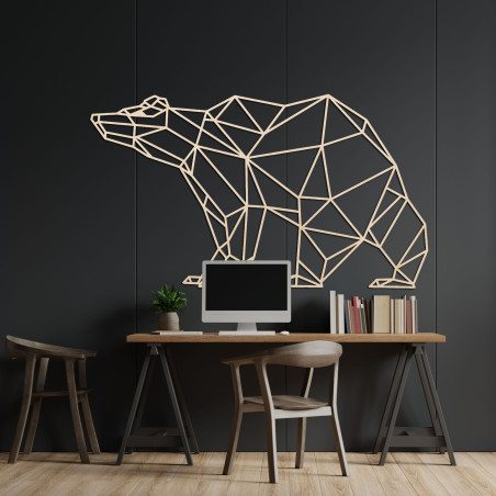 Geometric wooden bear - modern wall decoration