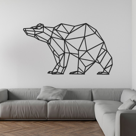 Wooden wall painting Geometric bear