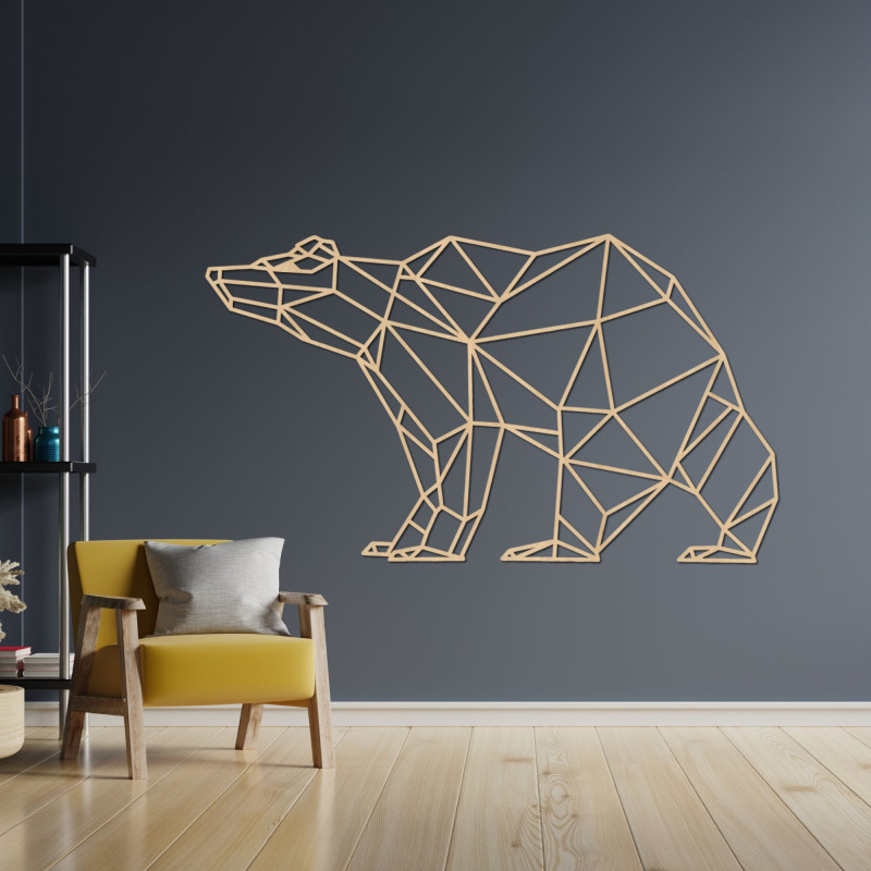 Wooden wall picture Geometric bear