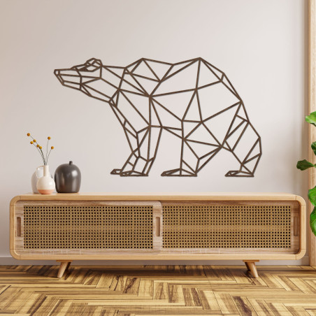 Geometric bear made of wood - original wall decoration for the living room and office.