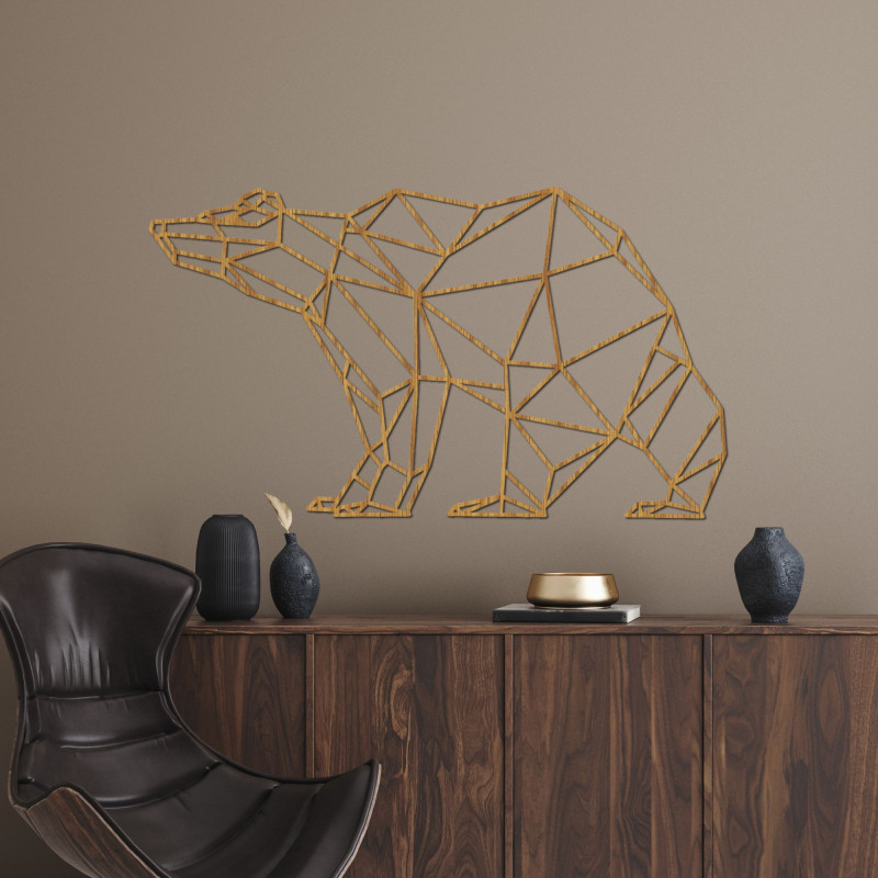 Wooden wall picture Geometric bear