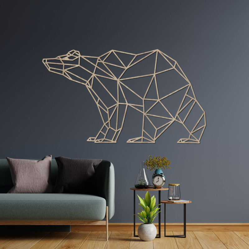 Wooden wall picture Geometric bear