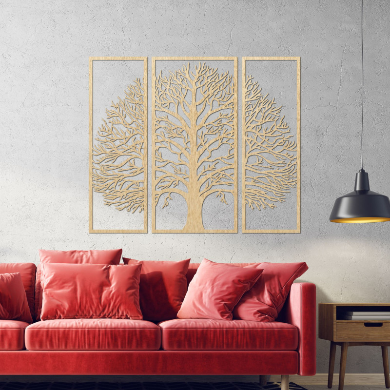 Three-part wall painting tree branches - HOGOFIG