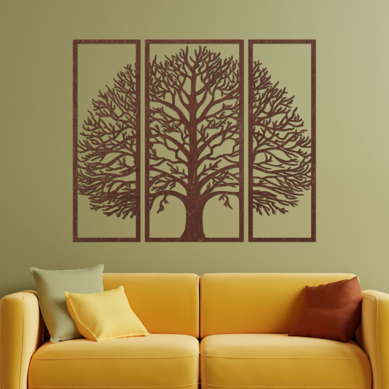 Three-part wall painting tree branches - HOGOFIG