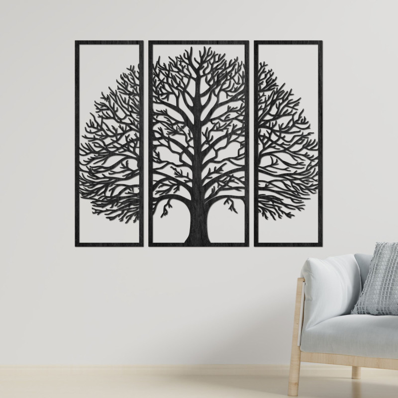 Three-part wall painting tree branches - HOGOFIG