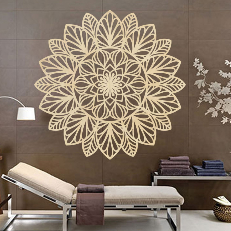 Wooden wall painting mandala flower of life.