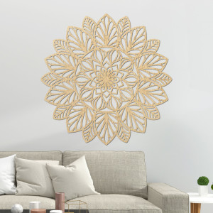 Wooden wall painting mandala flower of life. 2