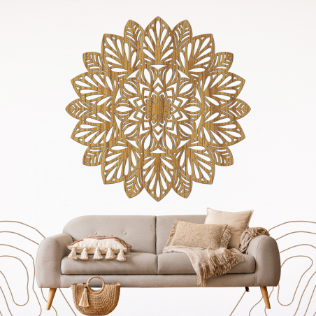 Wooden mandala wall painting