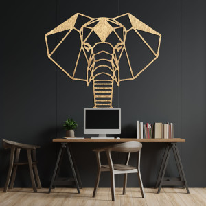 Geometric wooden elephant wall decoration in a modern minimalist style
