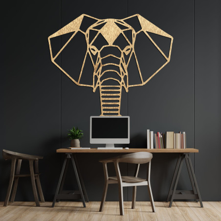 Geometric wooden elephant wall decoration in a modern minimalist style