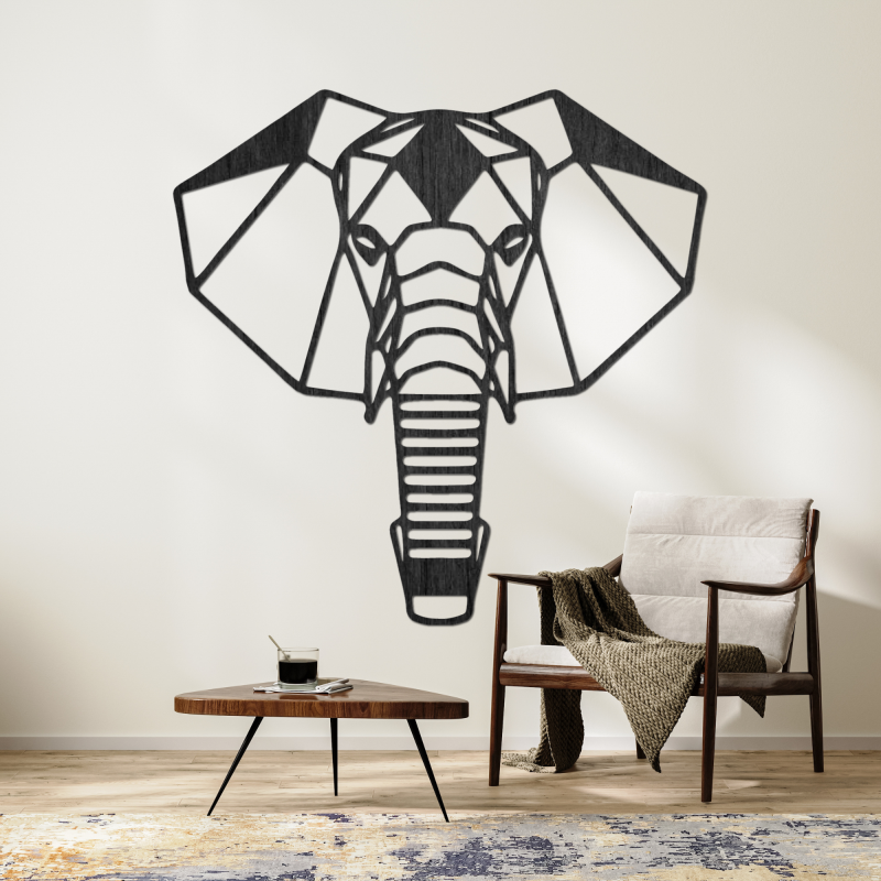 Wooden wall decoration elephant head - ROYON